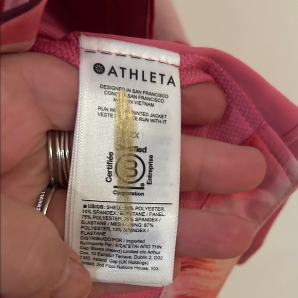 Athleta Pink and Red Patterned Bomber Jacket - Picture 5 of 7